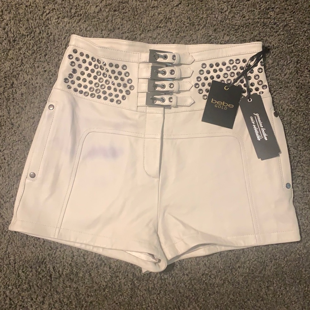 BEBE leather shorts